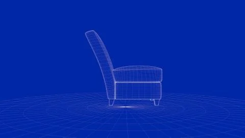 3d rendering of an outline chair object Stock Illustration