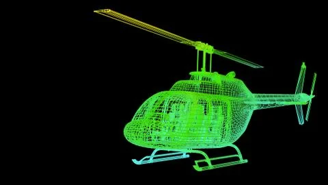 3d rendering of an outline rainbow color plane object on black Stock Illustration