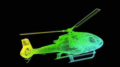 3d rendering of an outline rainbow color plane object on black Stock Illustration