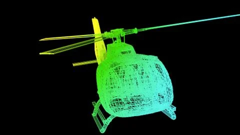 3d rendering of an outline rainbow color plane object on black Stock Illustration
