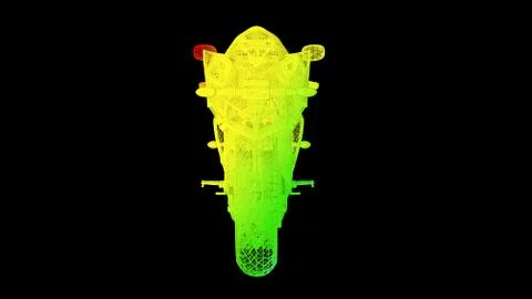 3d rendering of an outline rainbow color motor object on black Stock Illustration