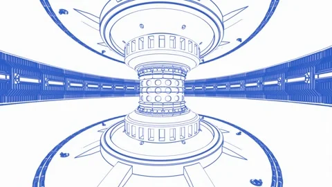 3d rendering outline of smr or small modular nuclear fusion reactor core chamber Stock Footage 328445442