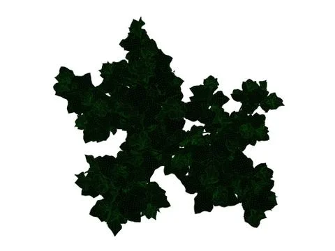 3d rendering of an outlined black tree with green edges isolated on white bac Stock Illustration