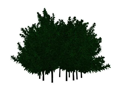 3d rendering of an outlined black tree with green edges isolated on white bac Stock Illustration