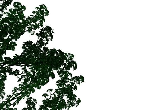 3d rendering of an outlined black tree with green edges isolated on white bac Stock Illustration