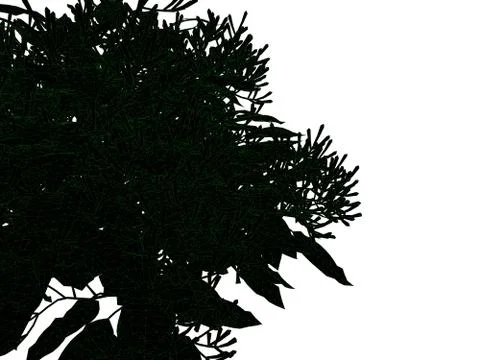 3d rendering of an outlined black tree with green edges isolated on white bac Stock Illustration