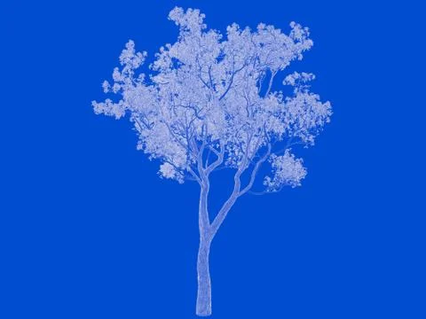 3d rendering of an outlined black tree with green edges isolated on white bac Stock Illustration