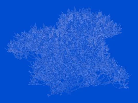 3d rendering of an outlined black tree with green edges isolated on white bac Stock Illustration