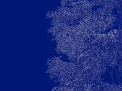 3d rendering of an outlined tree blueprint isolated on blue background Stock Illustration