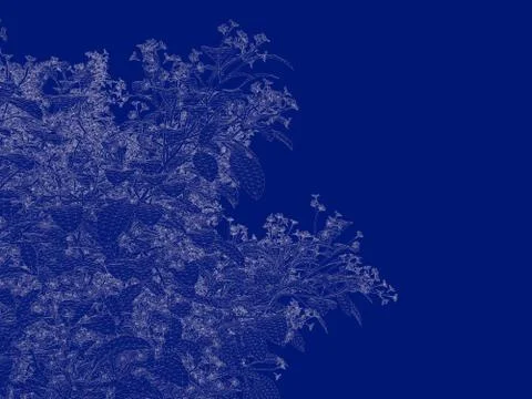 3d rendering of an outlined tree blueprint isolated on blue background Stock Illustration