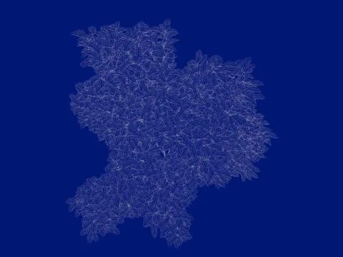 3d rendering of an outlined tree blueprint isolated on blue background Stock Illustration