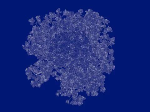 3d rendering of an outlined tree blueprint isolated on blue background Stock Illustration