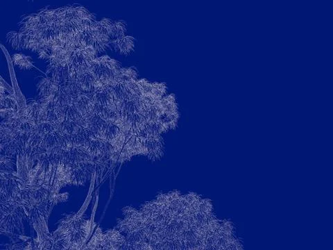 3d rendering of an outlined tree blueprint isolated on blue background Stock Illustration