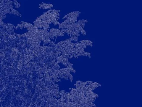 3d rendering of an outlined tree blueprint isolated on blue background Stock Illustration