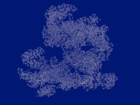 3d rendering of an outlined tree blueprint isolated on blue background イラスト素材