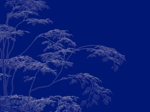 3d rendering of an outlined tree blueprint isolated on blue background Stock Illustration