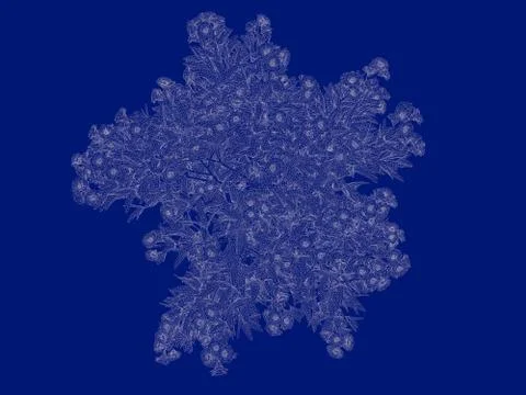 3d rendering of an outlined tree blueprint isolated on blue background Stock Illustration