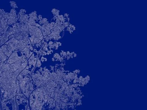 3d rendering of an outlined tree blueprint isolated on blue background Stock Illustration