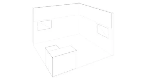 3d rendering of an outlined white exhibition stand with light for different u Stock Illustration