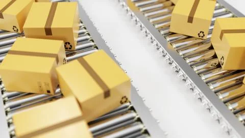 3D rendering Packages delivery, packaging service and parcels transportation イラスト素材