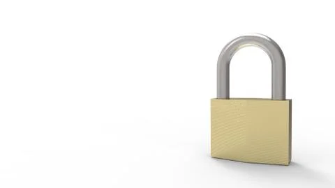 3d rendering of a padlock isolated in a white studio background Ilustración de archivo