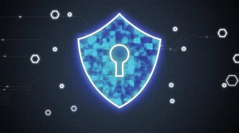 3d rendering of padlock with keyhole icon in personal cyber data security photo Stock Illustration