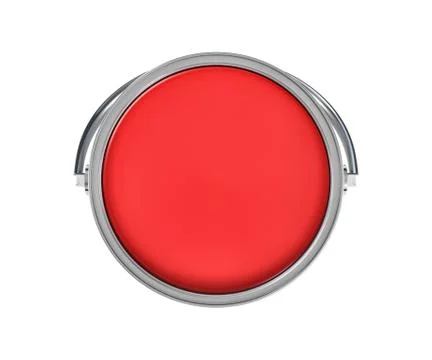 3d rendering of a paint bucket full of red paint in top view Stock Illustration