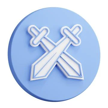 3D rendering of pair of crossed knight swords. Tournament, beginning of med.. Illustrazione stock