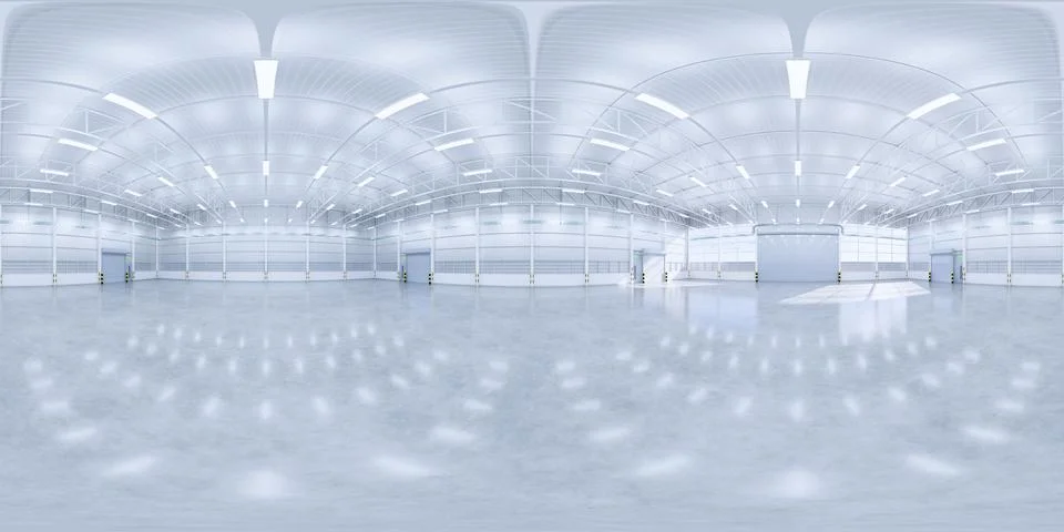 3d rendering panorama hangar Stock Illustration