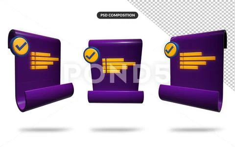 3d rendering paper bill transaction receipt payment icon PSD Template