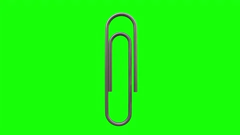 3D rendering of a paperclip on a green background Stock Footage 285354955