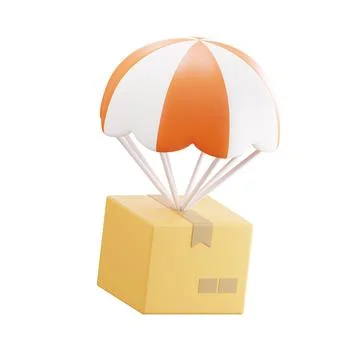 3d rendering of a parachute box icon isolated on white background Stock Illustration