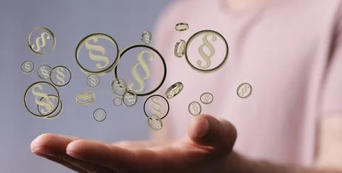 A 3D rendering of paragraph/section symbols in the space; customer service an Foto stock