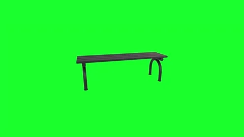 3D rendering of a park bench on a vibrant green background Stock-Footage 297584311