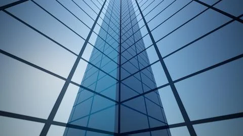 3d rendering of part of an abstract bright skyscraper. Simple forms of buildi Stock Illustration