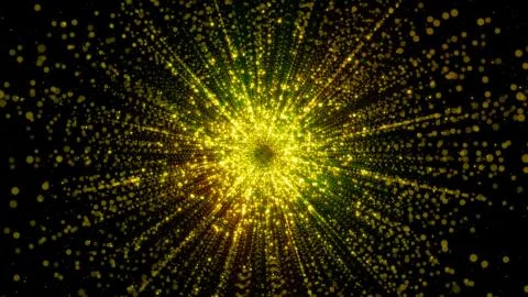 3D rendering of particles gathering in the center of virtual space. A bright  스톡 일러스트