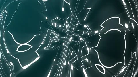 3D rendering of particles of the scheme of artificial intelligence. イラスト素材