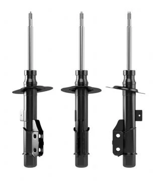 3D rendering. Passenger car Shock Absorber, new auto parts, spare parts. Stock Photos