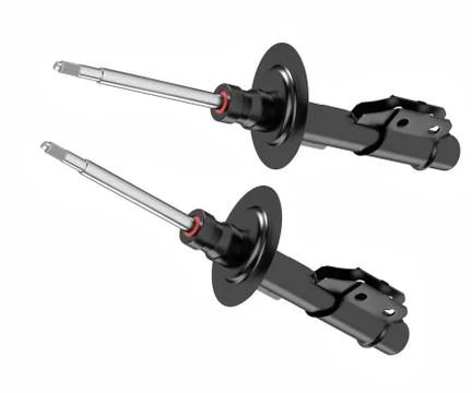 3D rendering. Passenger car Shock Absorber, new auto parts, spare parts. Stock Photos