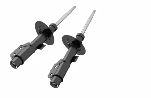 3D rendering. Passenger car Shock Absorber, new auto parts, spare parts. Stock Photos