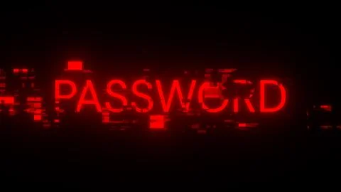 3D rendering password text with screen effects of technological glitches Stock Illustration