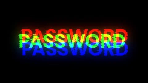 3D rendering password text with screen effects of technological glitches Illustrazione stock