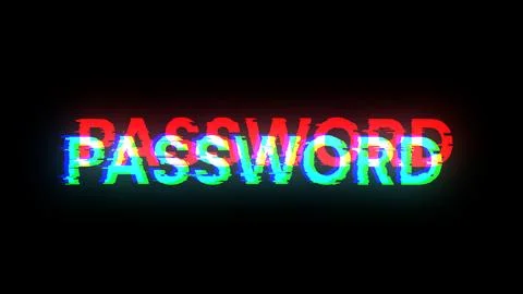 3D rendering password text with screen effects of technological glitches Stock Illustration