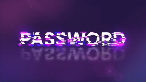 3D rendering password text with screen effects of technological glitches Stock-Illustration