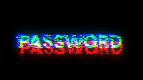 3D rendering password text with screen effects of technological glitches Stock Illustration