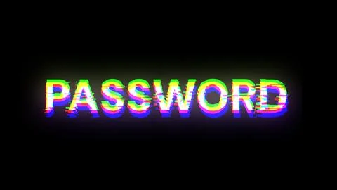 3D rendering password text with screen effects of technological glitches Stock Illustration