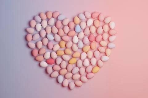 3D rendering of pastel Easter eggs in shape of heart Stock Illustration