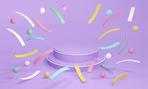 3D Rendering pastel purple theme product stand podium display on background.. Illustrazione stock