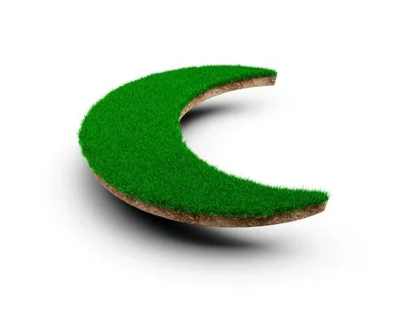3d rendering of the patch of grass in the form of crescent moon isolated on whit Ilustración de archivo