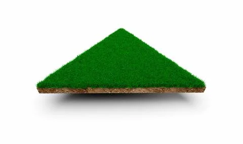 3d rendering of the patch of grass in the form of triangle isolated on white bac Ilustración de archivo